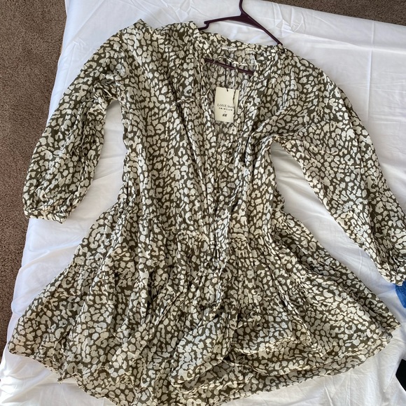 H&M hm Tiered Patterned Wide-cut V neck Tunic Mini Dress Cotton Cover Up XS NWT - Picture 9 of 16